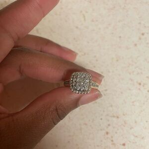 Beautiful REAL square 14k gold diamond ring, FINAL OFFER